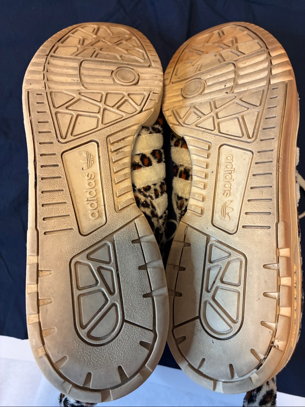 Adida’s Jeremy Scott Leopard Print Men’s High-Top Sneakers in Beige/Black/Orange - Picture 6 of 6
